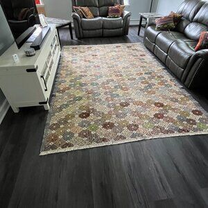 Vintage Turkish Wool on Cotton Rug / 10 x 7 ft big size